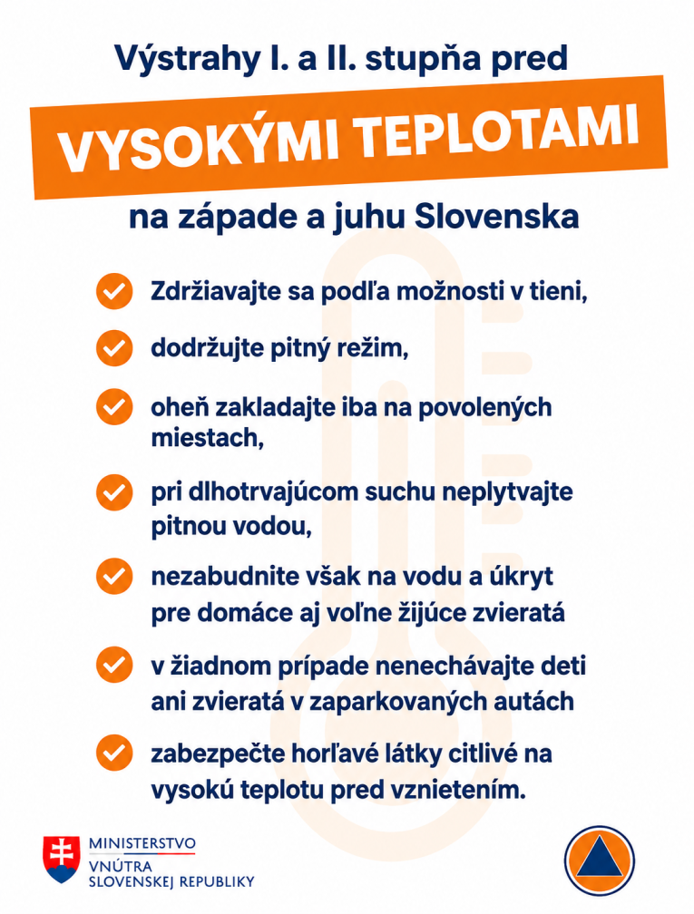 Výstrahy I. a&nbsp;II. stupňa pred vysokými teplotami!