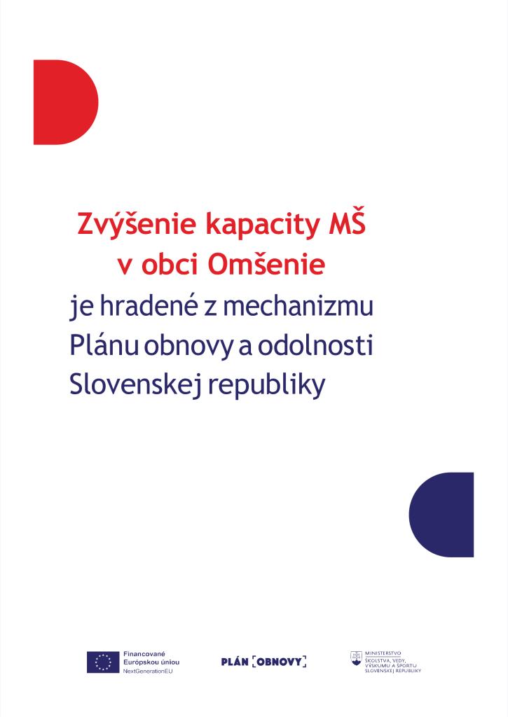 Zvýšenie kapacity Materskej školy v&nbsp;obci Omšenie